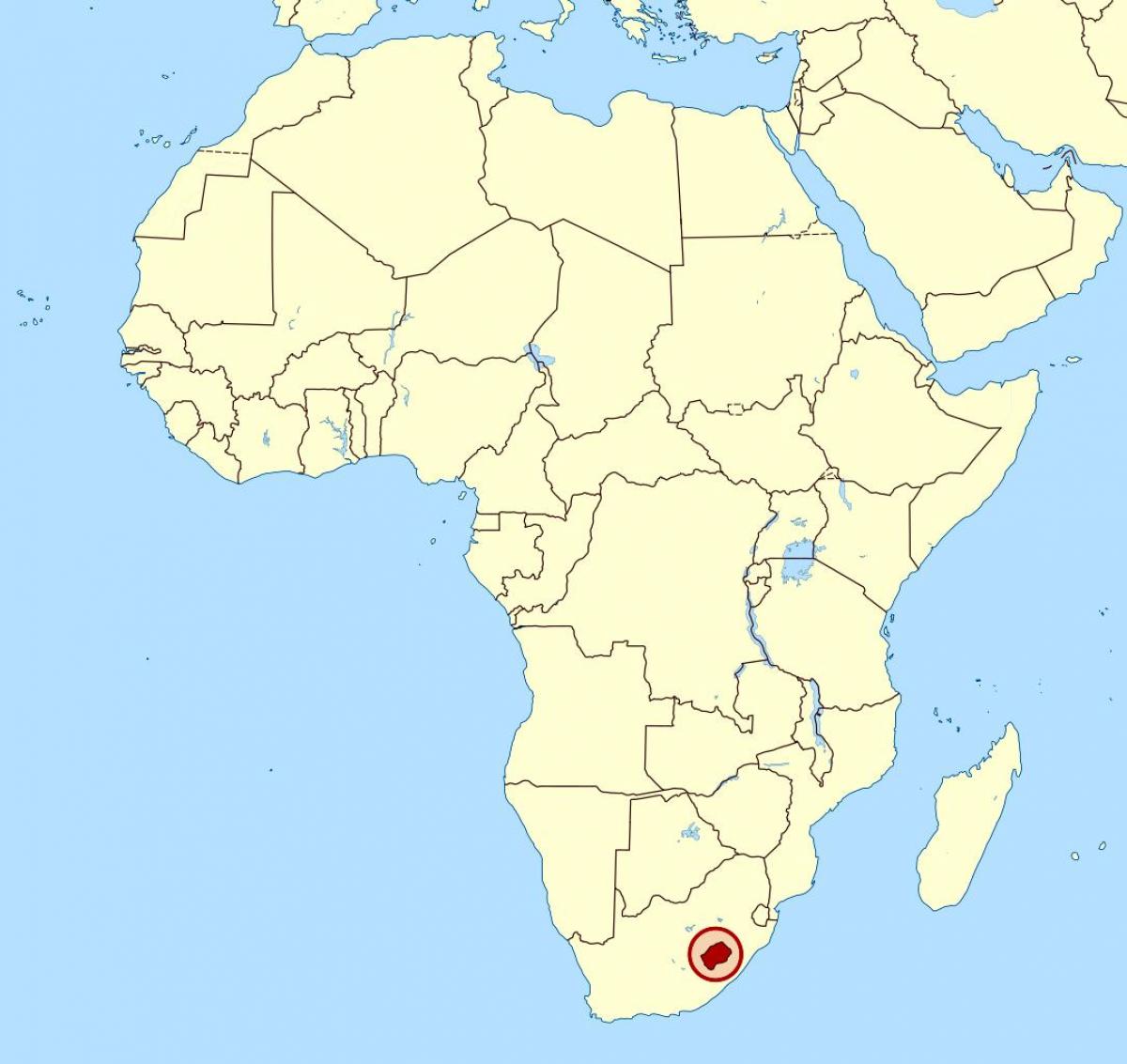 Afrika harita üzerinde Lesotho haritası 