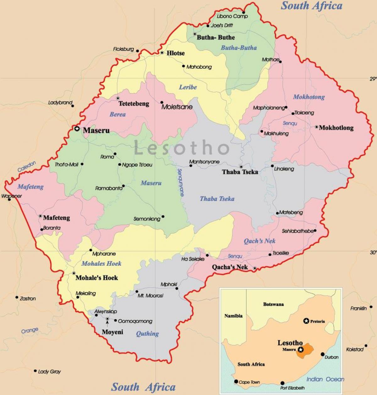 Lesotho haritası 