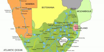 Lesotho ve Güney Afrika haritası 