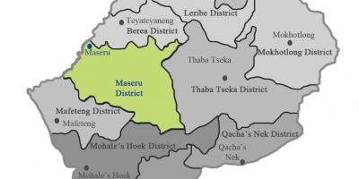 Lesotho haritası ilçeleri gösteren 